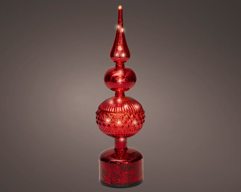 14" Micro LED Red Rotating Finial Battery Operated