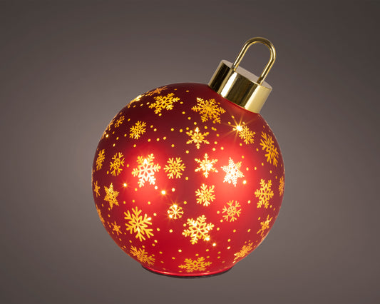 7" Micro LED Red Snowflake Rotating Ball Battery Operated