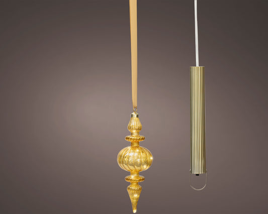 11" Micro LED Gold Finial Ornament Battery Operated Set of 2