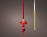 11" Micro LED Red Finial Ornament Battery Operated Set of 2