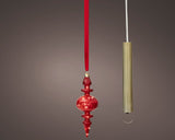 11" Micro LED Red Finial Ornament Battery Operated Set of 2
