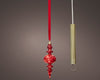 11" Micro LED Red Finial Ornament Battery Operated Set of 2