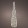 Árbol cónico plateado de 3 pies con micro luces LED de color blanco cálido