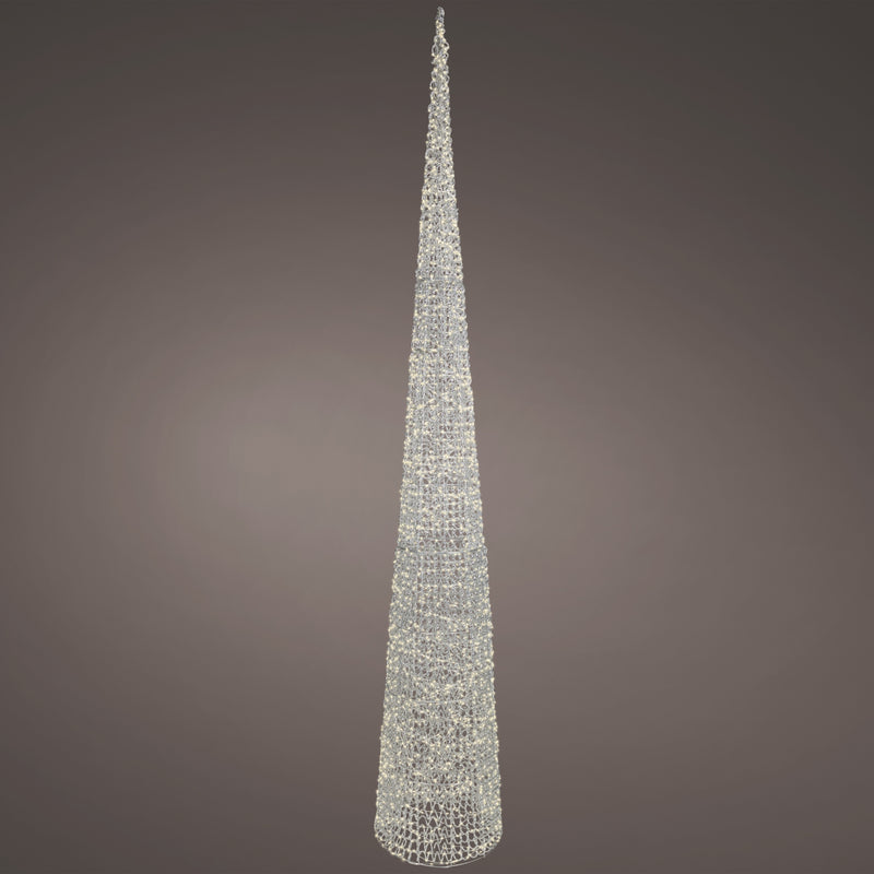 9 FT Árbol Cónico Plateado Micro LED Blanco Cálido