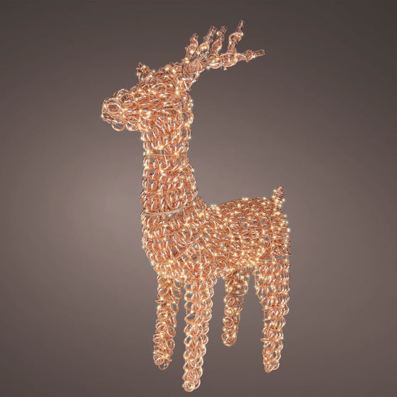 3.5 FT 800 Micro LED Warm White Rose Gold Reindeer