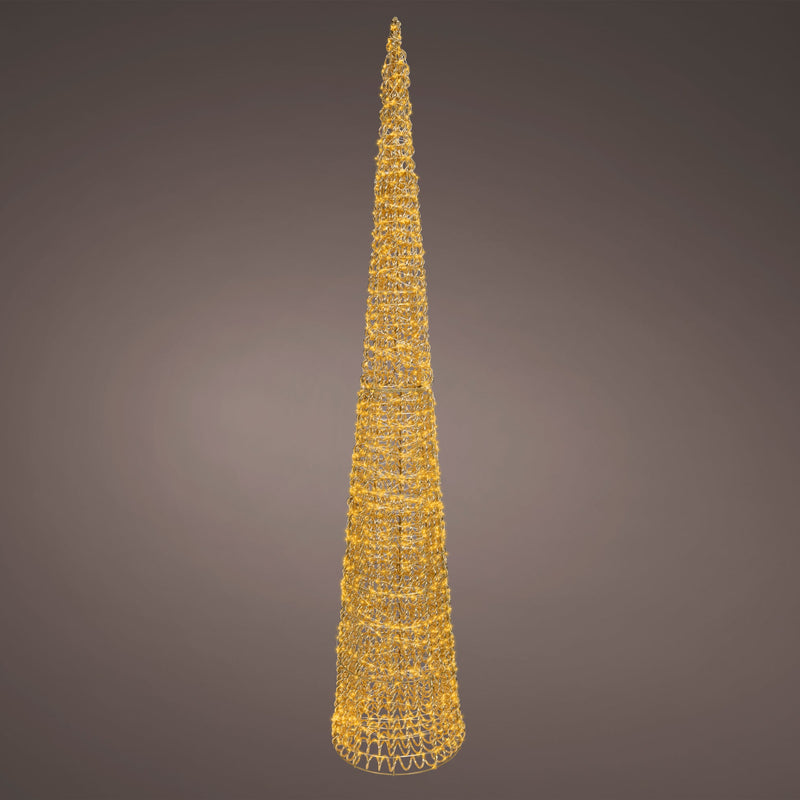 Árbol cónico dorado de 1,8 m con micro luces LED cálidas clásicas