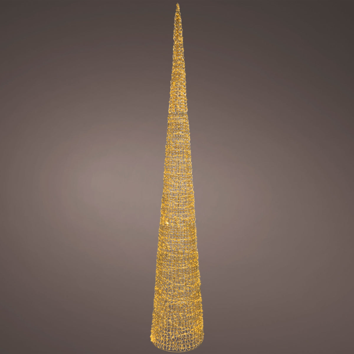 Árbol cónico dorado de 2,74 m con microluces LED clásicas cálidas