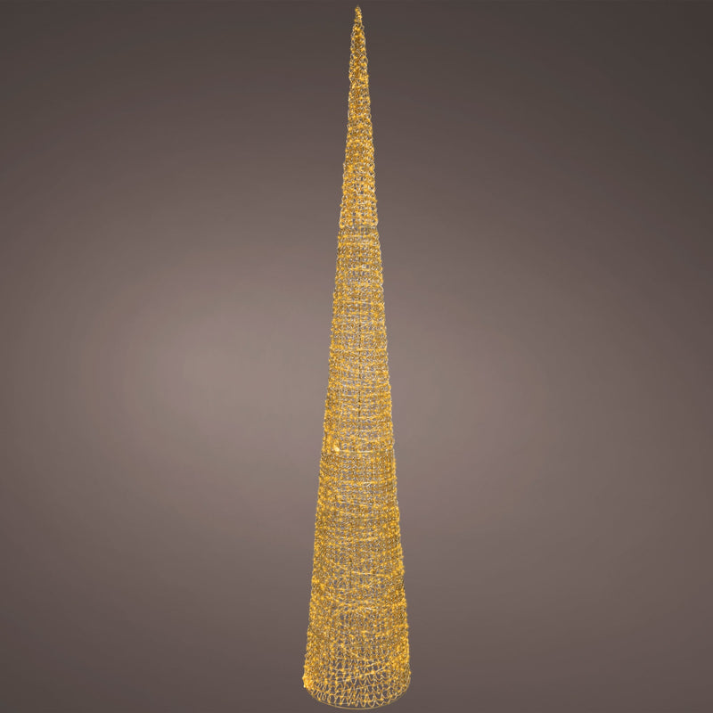 Árbol cónico dorado de 2,74 m con microluces LED clásicas cálidas