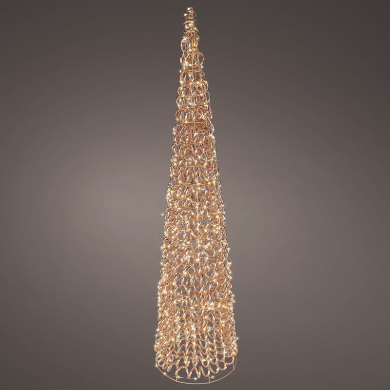 Árbol cónico de 3 pies color oro rosa con micro Luces LED blancas cálidas
