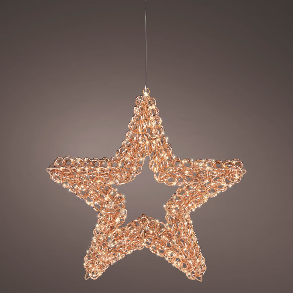 23" 400 Micro LED Warm White Rose Gold Star