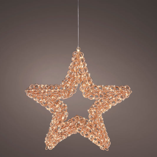 23" 400 Micro LED Warm White Rose Gold Star