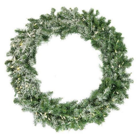 Flocked Wreath Pre-Lit Clear LED Lights