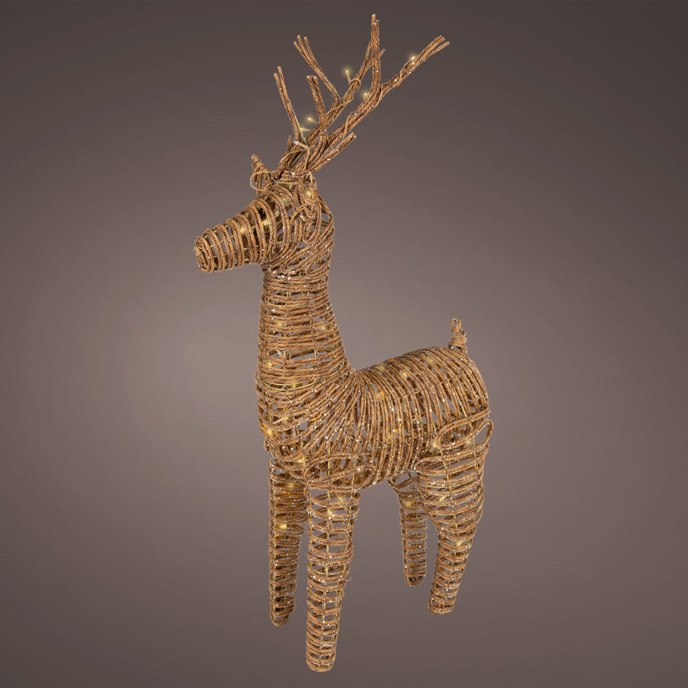 3.4 FT 72 LED Soft Warm Brown Wicker Standing Reindeer