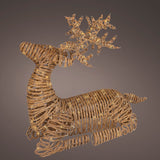 3 FT 144 LED Soft Warm Brown Wicker Lying Reindeer