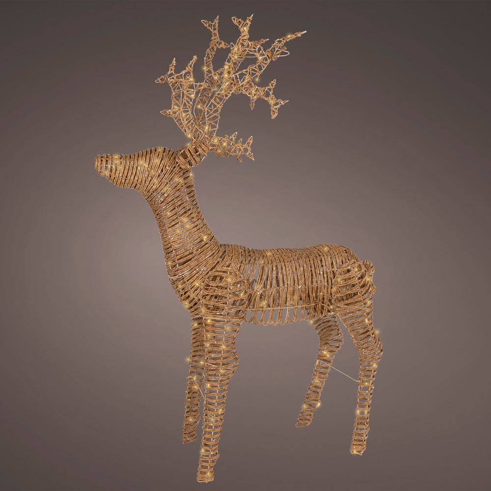 6 FT 224 LED Soft Warm Brown Wicker Standing Reindeer