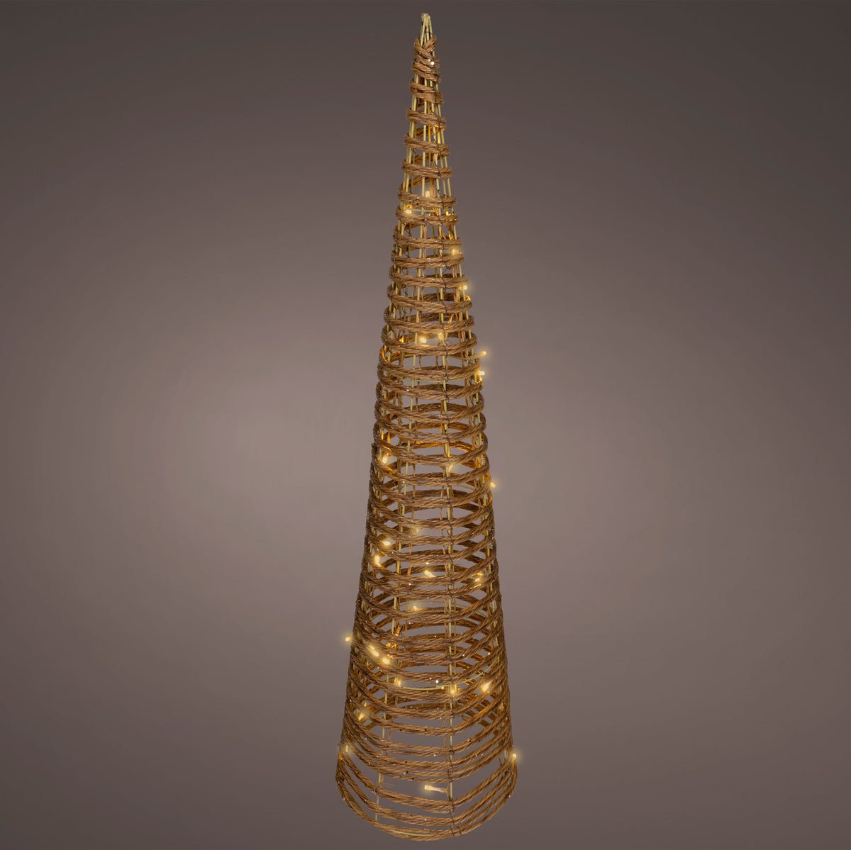 Tall, cone-shaped decorative light on a gray background