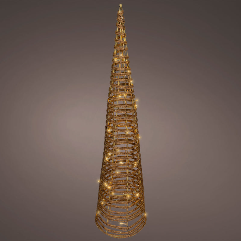Tall, cone-shaped decorative light on a gray background