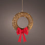 15" 48 LED Soft Warm Wicker Brown Wreath With Red Bow