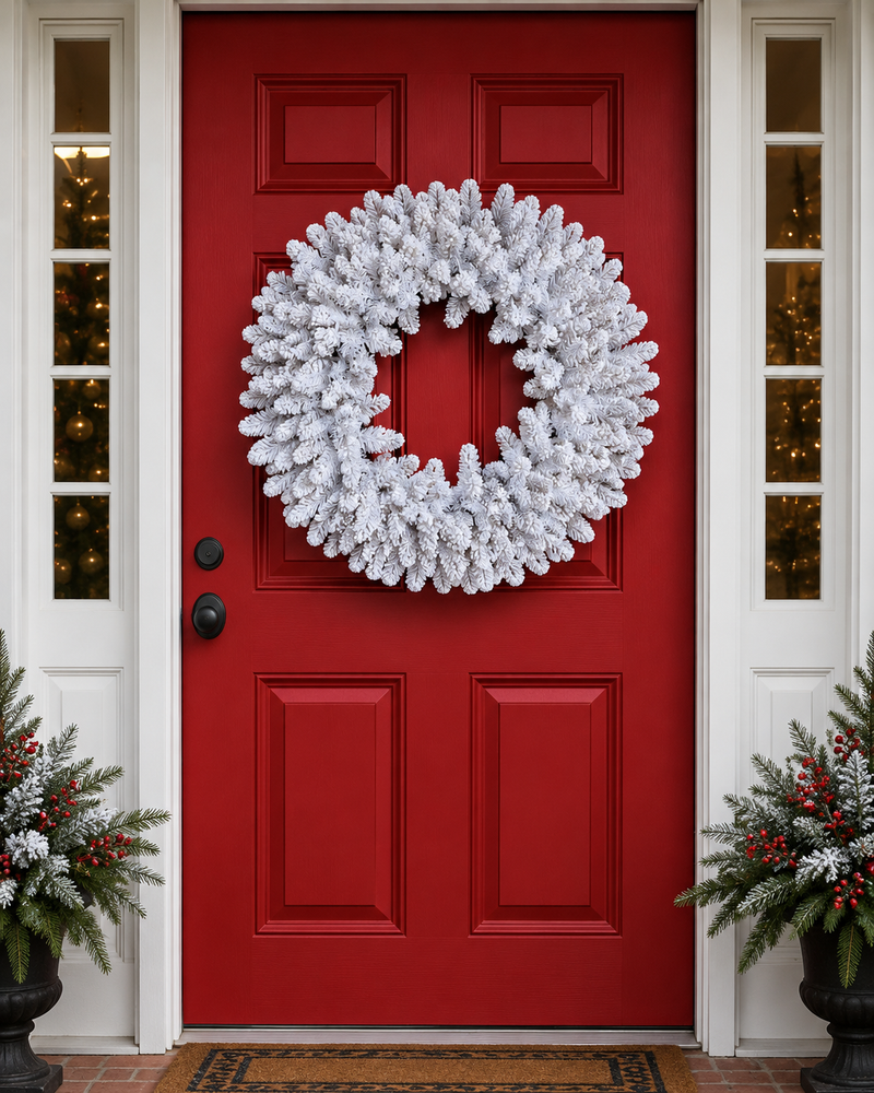 White Flocked Wreath