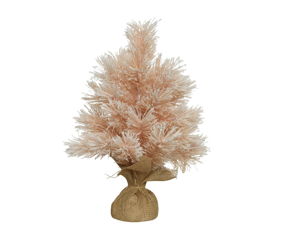 Mini Paris Pink Snowy Jute Bag Tree Unlit