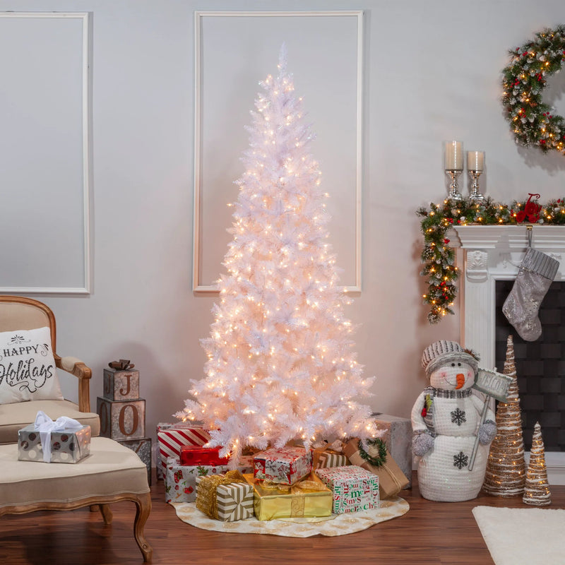 4 FT White Tiffany Tinsel Tree Pre-Lit Clear LED Lights