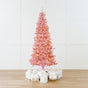 7.5 FT Pink Tinsel Slim Tree Pre-lit Clear Lights