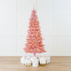 7.5 FT Pink Tinsel Slim Tree Pre-lit Clear Lights