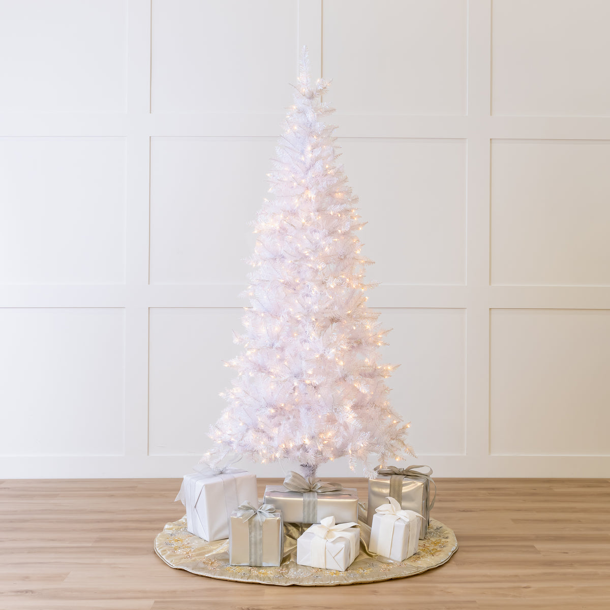 White Tiffany Tinsel Pre Lit Warm White Micro LED