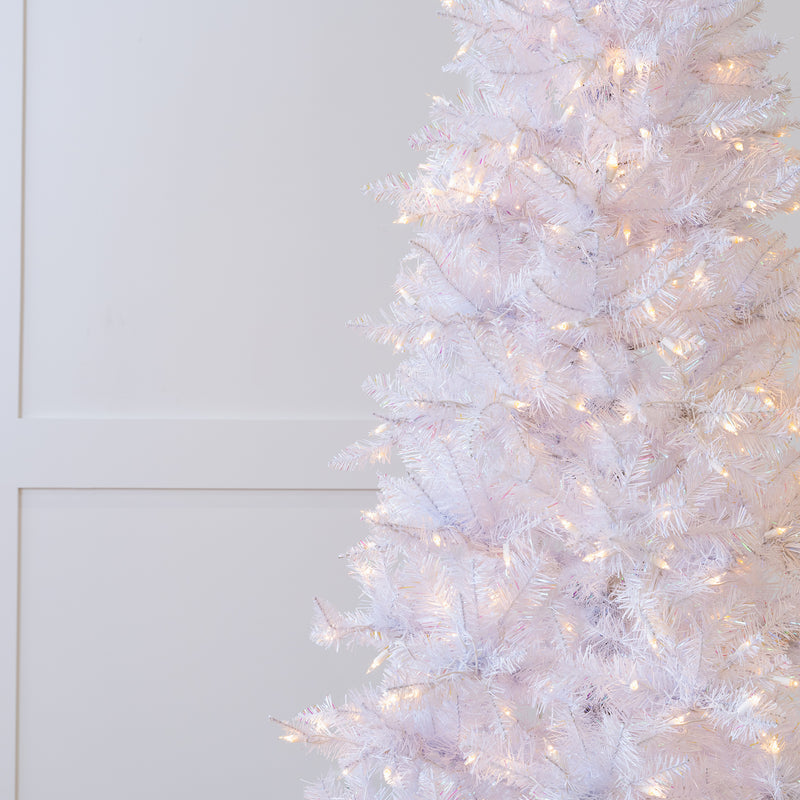 4 FT White Tiffany Tinsel Tree Pre-Lit Clear LED Lights
