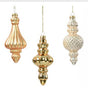 6" Pearl & Gold Glass Finial Ornament Set Of 12