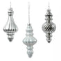 6" Silver Glass Finial Ornament Set Of 12