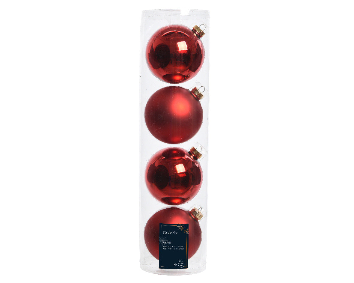 4" Shiny & Matte Ball Ornament Assorted Set Of 24