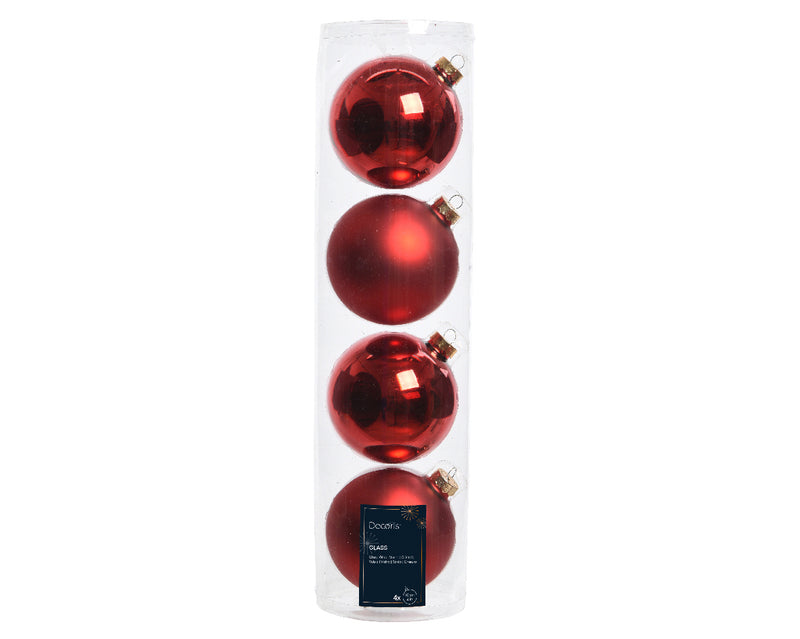 Set surtido de 24 adornos de bolas de 4" brillantes y mate