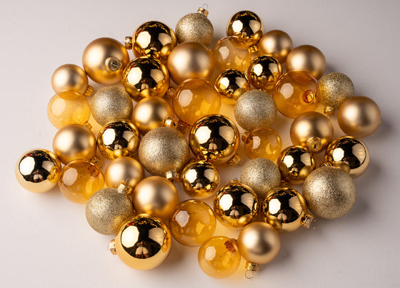 2- 2.7" Assorted Glass Ornament Set Of 42