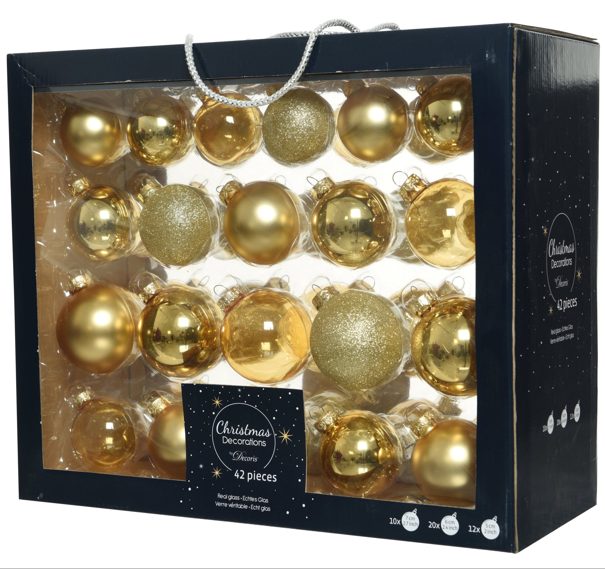 2- 2.7" Assorted Glass Ornament Set Of 42