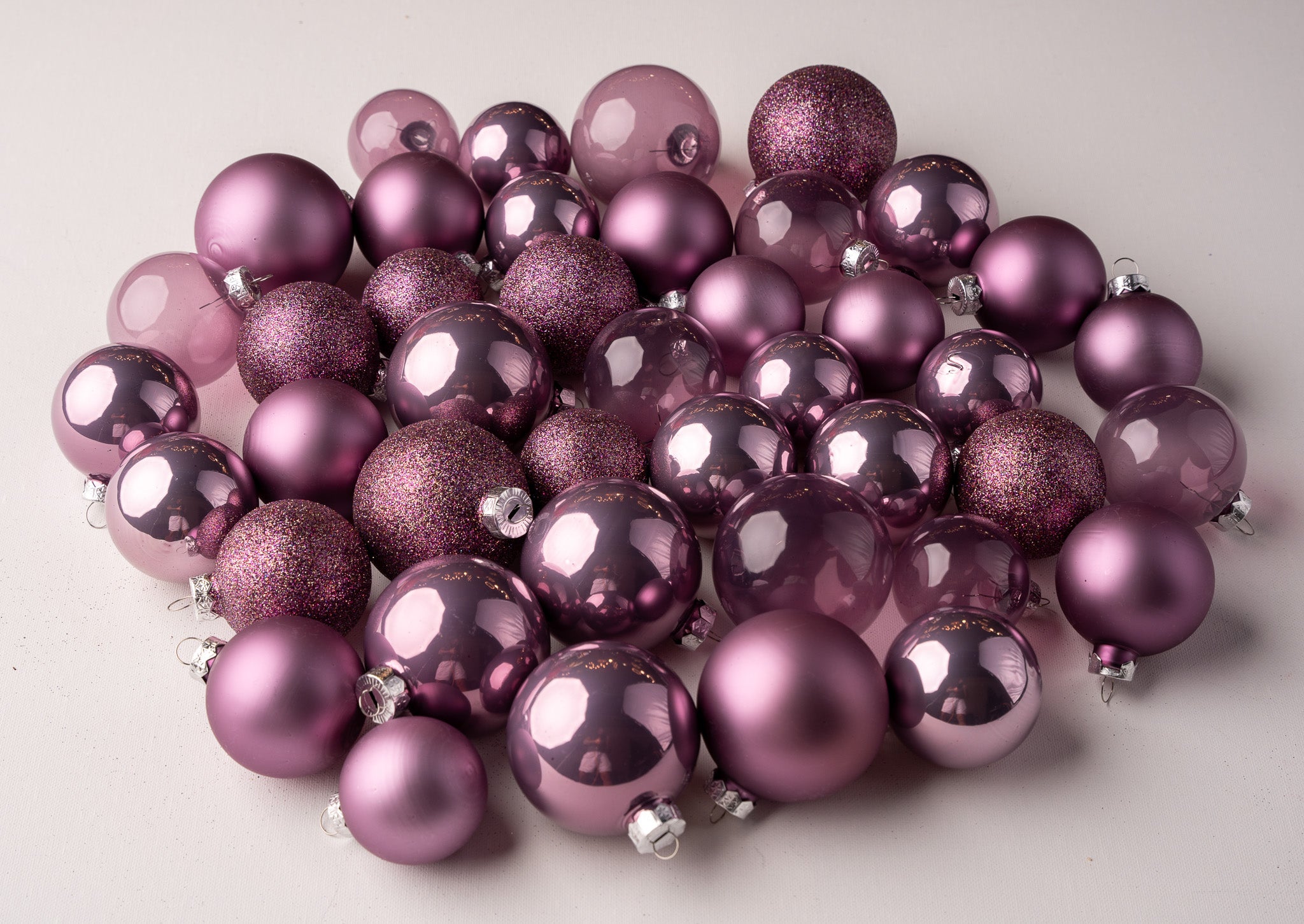2- 2.7" Assorted Glass Ornament Set Of 42