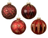 4" Red & Gold Glitter Ball Ornament Assorted Set Of 36