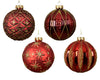 4" Red & Gold Glitter Ball Ornament Assorted Set Of 36