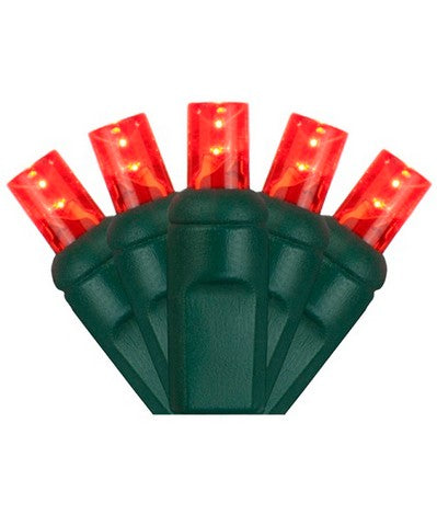50 LED 5MM Red Concave Lights With Green Wire