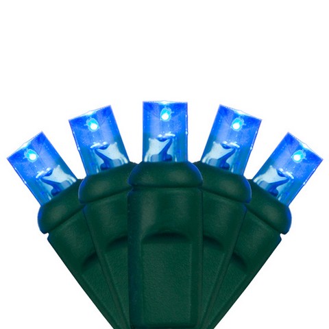 33 FT 100 LED Blue Concave Lights With Green Wire & 5MM Bulbs