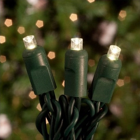 Luces coaxiales cóncavas LED de 10 pies y 30 luces blancas cálidas con cable verde