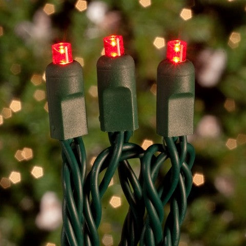 10 FT 30 LED Red Concave Coaxial Lights With Green Wire