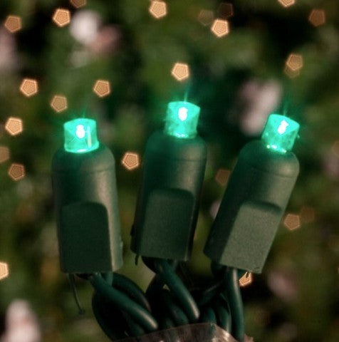 Luces coaxiales cóncavas verdes de 30 LED de 10 pies con cable verde