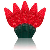 Guirnalda de luces rojas C6 de 100 LED y 10 m con cable verde