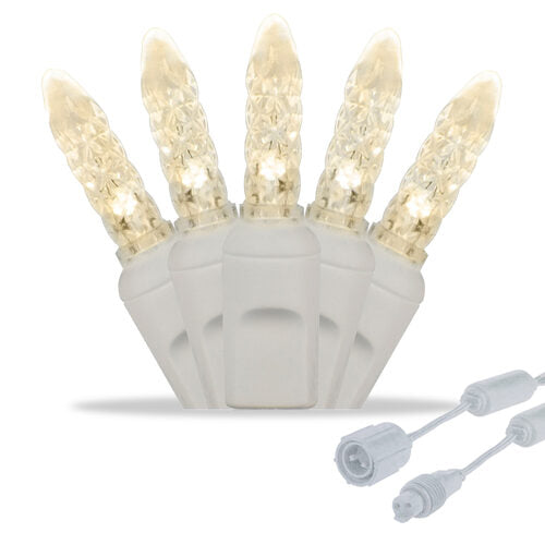 Luces de carámbano de 7 FT con 70 LED blanco cálido y cable coaxial blanco