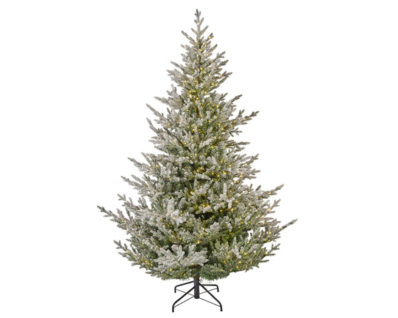 Norway Spruce Snowy Tree Pre Lit Warm White LED Lights
