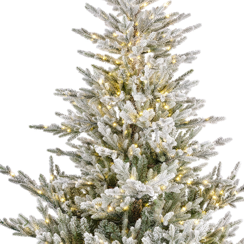 Abeto Noruego Nevado Preiluminado Luces LED Blancas Cálidas