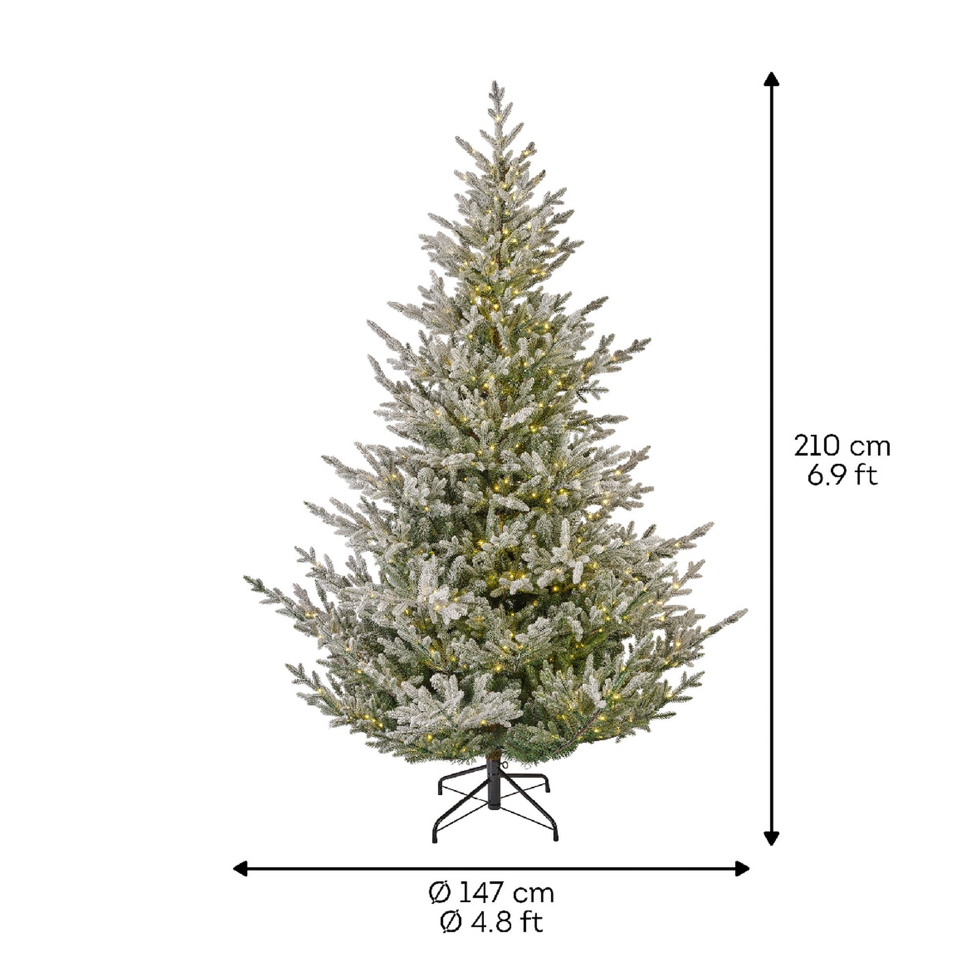 Norway Spruce Snowy Tree Pre Lit Warm White LED Lights