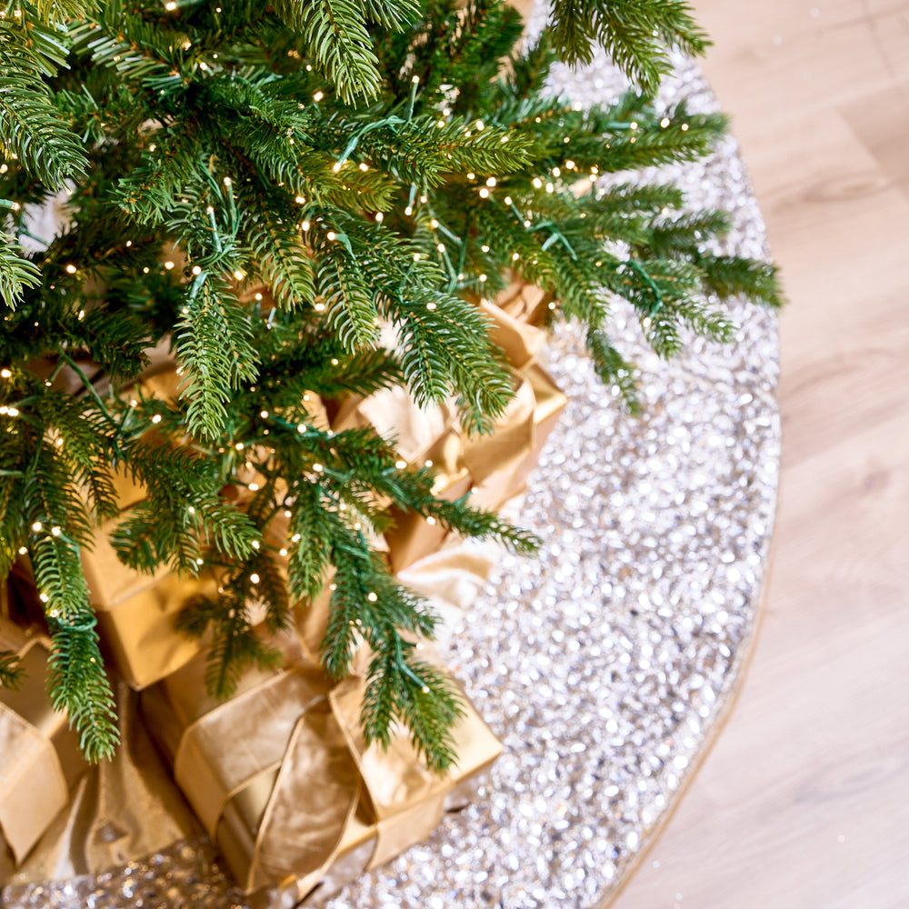 Luces LED de color blanco cálido preiluminadas con árbol de abeto de Galloway con 8 funciones