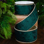 2.5" X 10YD Emerald Velvet Ribbon With Gold Back & Edge